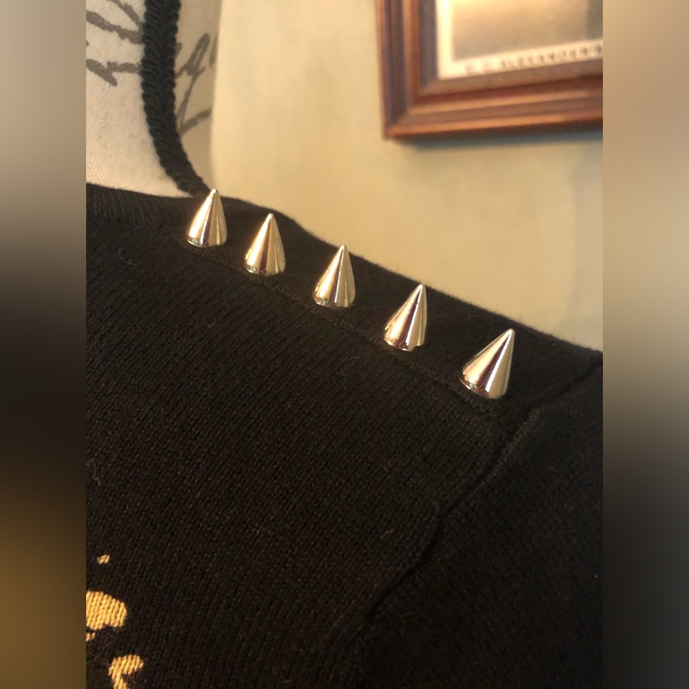 RAT BABY spike detail skeleton finger cropped cardigan sweater - Picture 4 of 7